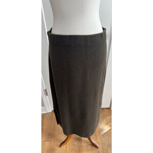 Women's Vince. Olive Green Ribbed Knit Midi Skirt XL